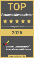 Logo Zertifizierung, TOP Personaldienstleister 2026